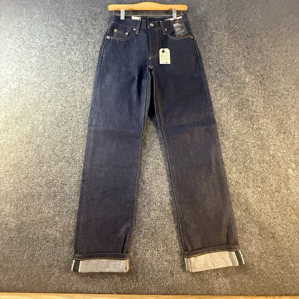 Levi's 501 Selvedge Jeans Womens 24x30 HighRise Straight DarkBlue Button Fly NWT